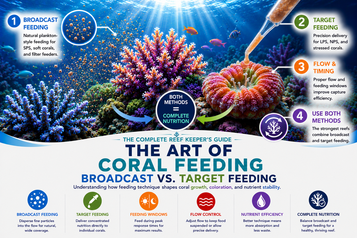 The Art of Coral Feeding - Broadcast vs. Target Feeding Explained